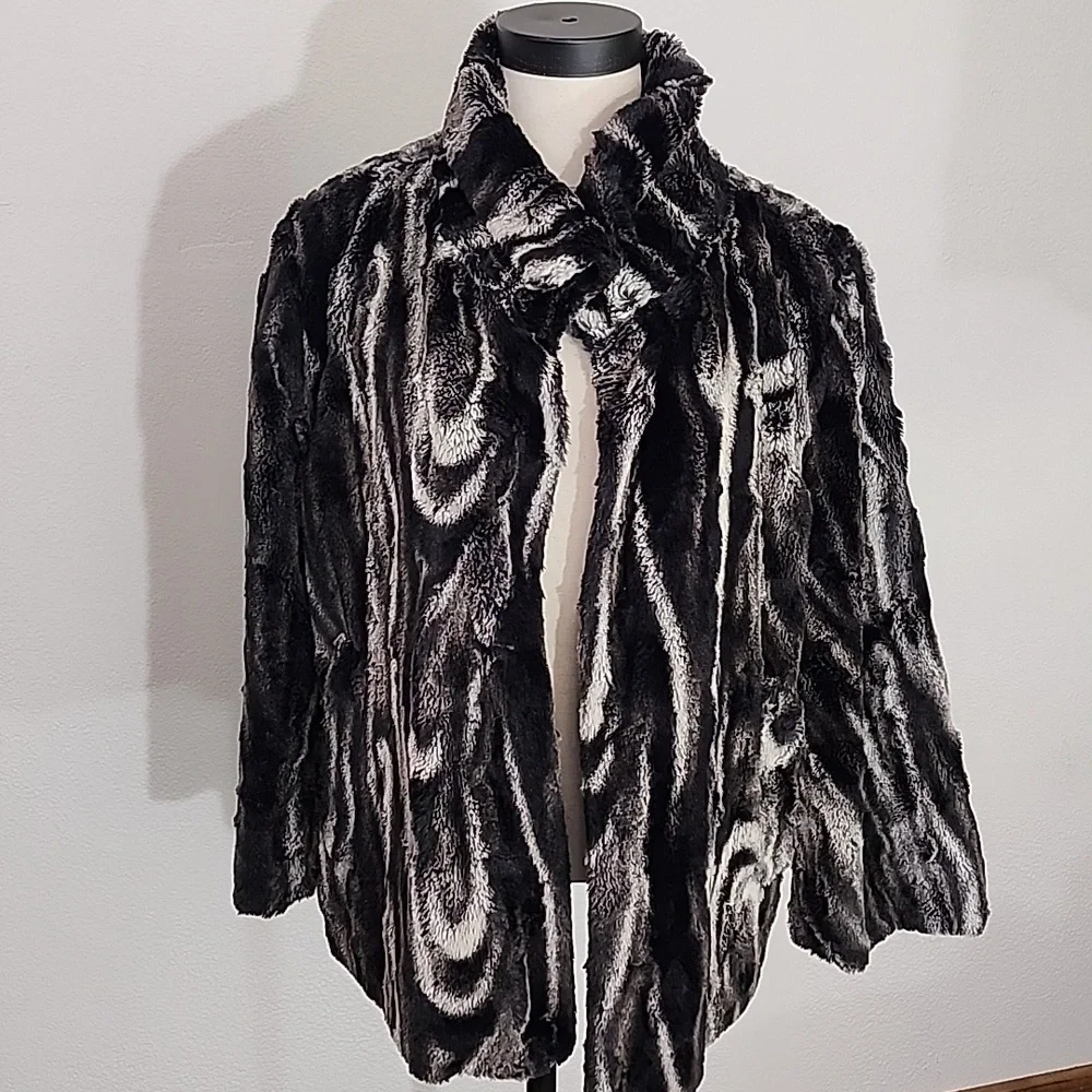Erin London Jacket Faux Fur Luxurious Black Size L